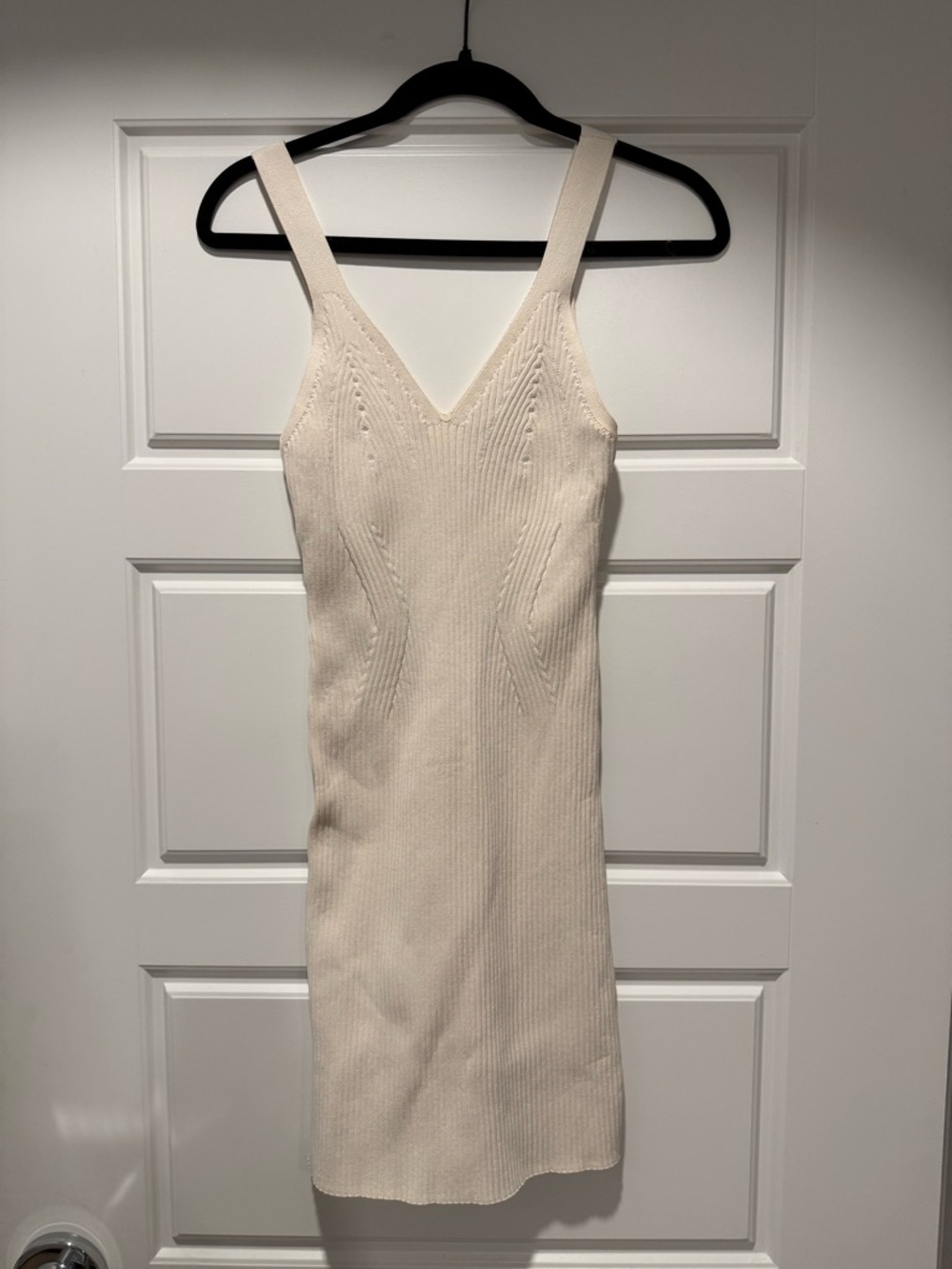 Revolve Cream Ribbed Bodycon Mini Dress - Picture 2 of 3
